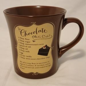 Chocolate Mug Cake, Mug By Abby Press. Brown Mug with recipe for Mug cake.